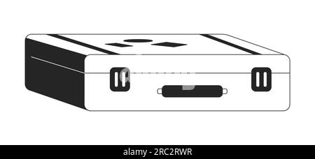 Koffer mit Reiseaufklebern flaches monochromes isoliertes Vektorobjekt Stock Vektor