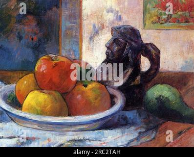 Still Life with Apples, a Birne and a Ceramic Portrait Jug 1889; Frankreich von Paul Gauguin Stockfoto