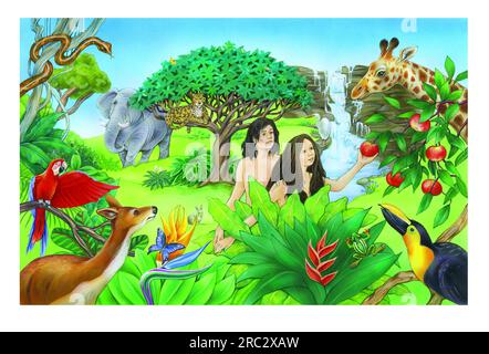General-Adam & Eve im Gaeden von Eden Stockfoto