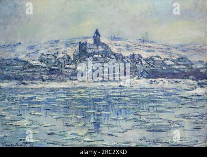 Claude Oscar Monet – Blick auf Vetheuil, Eisschollen 1881 Stockfoto