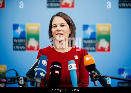 Vilnius, Litauen. 12. Juli 2023. Annalena Baerbock (Allianz 90/Grüne), Bundesaußenministerin, fotografiert auf dem NATO-Gipfel in Vilnius, Litauen. Vilnius, 07/12/2023. Kredit: dpa/Alamy Live News Stockfoto