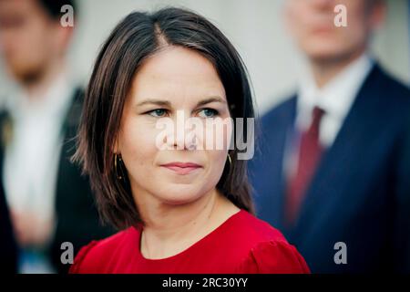 Vilnius, Litauen. 12. Juli 2023. Annalena Baerbock (Allianz 90/Grüne), Bundesaußenministerin, fotografiert auf dem NATO-Gipfel in Vilnius, Litauen. Vilnius, 07/12/2023. Kredit: dpa/Alamy Live News Stockfoto