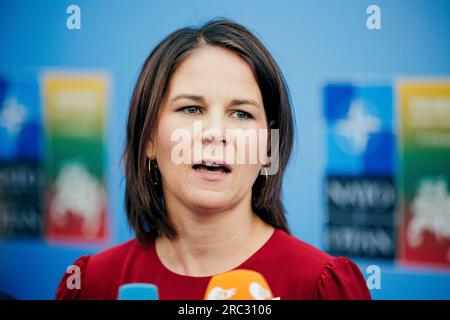 Vilnius, Litauen. 12. Juli 2023. Annalena Baerbock (Allianz 90/Grüne), Bundesaußenministerin, fotografiert auf dem NATO-Gipfel in Vilnius, Litauen. Vilnius, 07/12/2023. Kredit: dpa/Alamy Live News Stockfoto