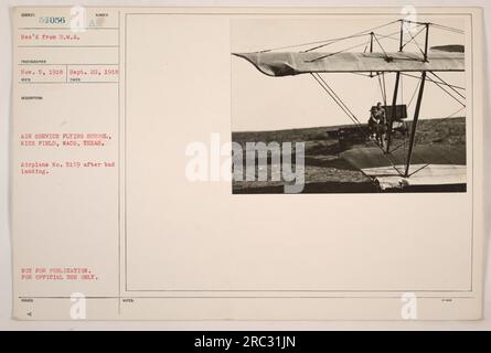 Flugzeug Nr. 5159 in Rich Field, Waco, Texas, nach einer Zwischenlandung während des Betriebs der Flugschule. Das Foto wurde am 20. September 1918 aufgenommen und vom D.M.A. empfangen Fotograf am 5. November 1918. Dieses Bild ist nicht zur Veröffentlichung bestimmt und nur für den offiziellen Gebrauch bestimmt. Stockfoto