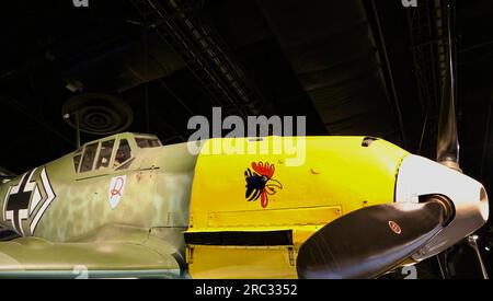 Messerschmitt Bf 109 E Emil Deutsches Kampfflugzeug aus dem Zweiten Weltkrieg Flugmuseum Seattle Washington State USA Stockfoto