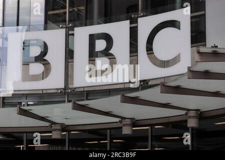 London, Großbritannien. 12. Juli 2023. Allgemeine Ansicht des BBC-Gebäudes. Kredit: Sinai Noor/Alamy Live News Stockfoto