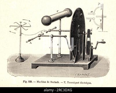 Technik, Elektrotechnik, elektrostatischer Bertsch-Generator, Holzgravierung, Ende des 19. Jahrhunderts, DAS URHEBERRECHT DES KÜNSTLERS MUSS NICHT GEKLÄRT WERDEN Stockfoto