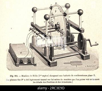 Technik, Elektrotechnik, elektrostatische Induktionsmaschine von Wilhelm Holtz, 1865, DAS URHEBERRECHT DES KÜNSTLERS MUSS NICHT FREIGEGEBEN WERDEN Stockfoto