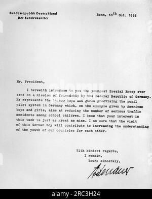 Adenauer, Konrad, 5.1.1876 - 19,4.1967, deutscher Politiker (Christdemokratische Union), ADDITIONAL-RIGHTS-CLEARANCE-INFO-NOT-AVAILABLE Stockfoto
