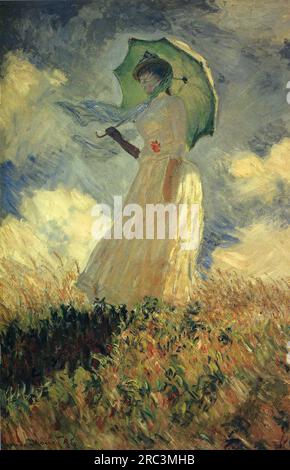 Frau mit einem Sonnenschirm (auch bekannt als Studie einer Figur im Freien (mit Blick nach links)) 1886 von Claude Monet Stockfoto