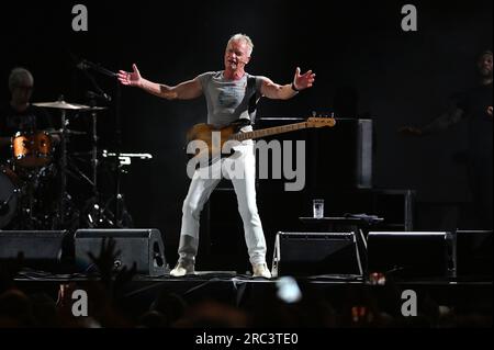 Mantua, Italien. 11. Juli 2023. Sting during Sting - My Songs 2023, Musikkonzert in Mantua, Italien, Juli 11 2023 Kredit: Unabhängige Fotoagentur/Alamy Live News Stockfoto