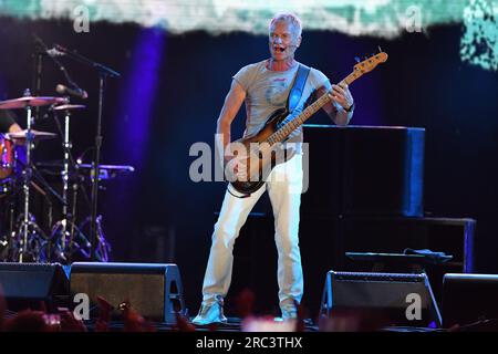 Piazza Sordello, Mantua, Italien, 11. Juli 2023, Sting während Sting - Meine Lieder 2023 - Musikkonzert Stockfoto