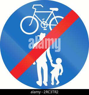 Österreichisches Verkehrszeichen am Ende eines gemeinsam genutzten Weges. Stockfoto