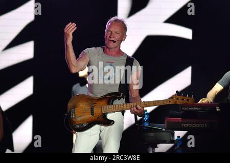 Mantua, Italien. 11. Juli 2023. Sting during Sting - My Songs 2023, Musikkonzert in Mantua, Italien, Juli 11 2023 Kredit: Unabhängige Fotoagentur/Alamy Live News Stockfoto