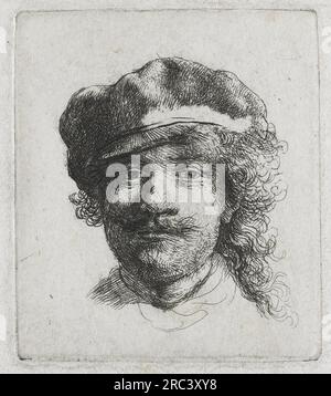 Selbstporträt mit weicher Mütze, Vollgesicht, Kopf nur 1634 von Rembrandt Stockfoto