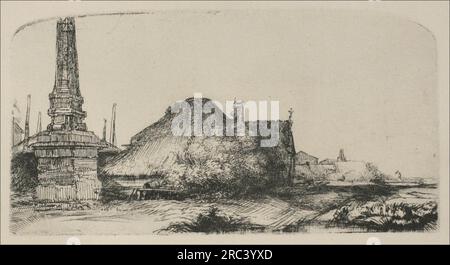 Landschaft mit einem Obelisken 1650 von Rembrandt Stockfoto