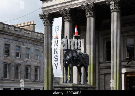 Banksy Cut and Run Exhibition in der Gallery of Modern Art, Glasgow, Schottland, UK 2023 Stockfoto