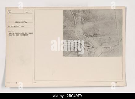 Luftfoto des Signalkorps mit einem unidentifizierten Schützensystem im Ersten Weltkrieg. Das Bild ist Teil der Maps and Charts NIMICE-Serie mit der Protokollnummer 6221. Das Foto wurde am 10. März 1921 aufgenommen und dient zur Aufklärung. Stockfoto