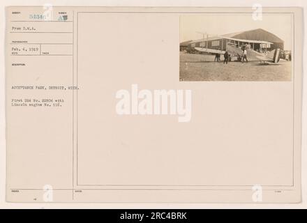Dieses Foto zeigt den ersten DH4 Nr. 22804 mit Lincoln-Motor Nr. 116 im Acceptance Park in Detroit, Michigan. Das Foto wurde am 4. Februar 1919 aufgenommen und wurde mit der Nummer A54346 vom D.M.A. Fotografen herausgegeben. Stockfoto