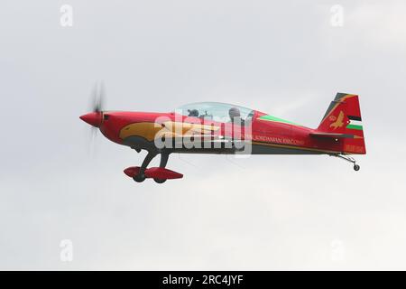 Fairford, Großbritannien. 12. Juli 2023. Die Royal Jordanian Falcons werden ihre Fähigkeiten auf der RIAT 2023 Air Show demonstrieren. Kredit: Uwe Deffner/Alamy Live News Stockfoto