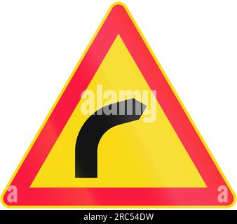 Straßenschild 111 in Finnland - Rechtskurve Stockfoto