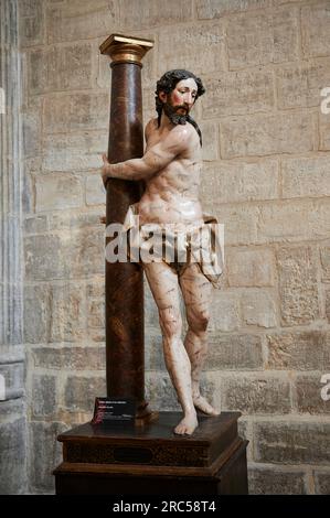 Christus an die Säule gebunden von Sebastian Ducete, 1611, Kirche San Gil, Burgos Stockfoto