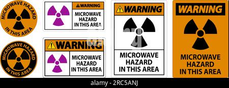 Warnschild Bereich Mit Mikrowellengefahr Stock Vektor