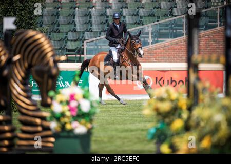 Paul O'Shea aus Irland nimmt am Rolex North American Grand Prix in Spruce Meadows Teil. Stockfoto