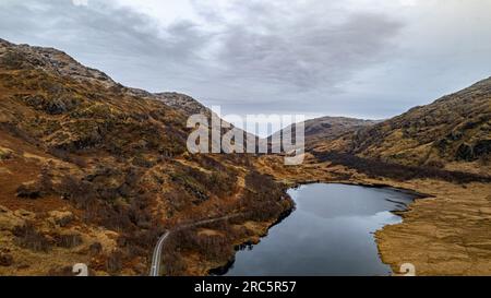 Einzigartiges Luftbild in den schottischen Highlands Stockfoto