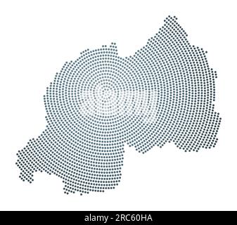 Ruanda gepunktete Karte. Digitale Form Ruandas. Technische Ikone des Landes mit graduierten Punkten. Fesselnde Vektorillustration. Stock Vektor