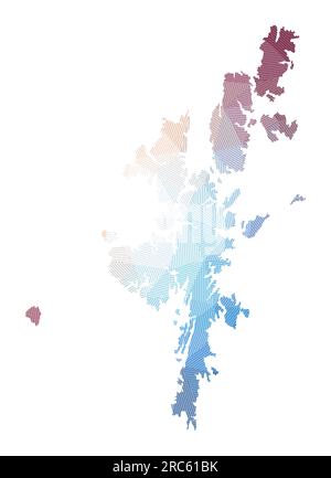 Landkarte vom Festland. Niedrige Poly-Darstellung der Insel. Geometrisches Design mit Streifen. Technologie, Internet, Netzwerkkonzept. Vektordarstellung. Stock Vektor
