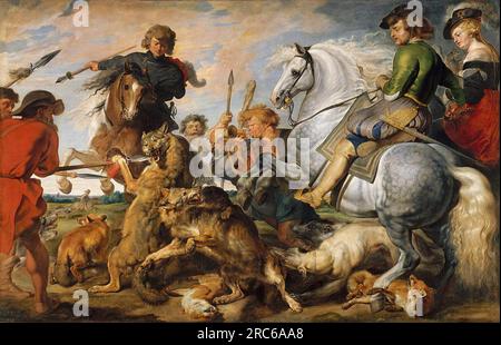 Wolf and Fox Hunt 1616 von Peter Paul Rubens Stockfoto