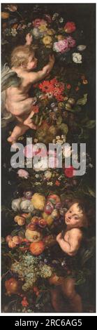 Soffittenblüten, Früchte und Engel 1620 von Peter Paul Rubens Stockfoto