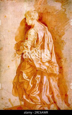 Studium für eine stehende Weibliche Heilige 1607 von Peter Paul Rubens Stockfoto