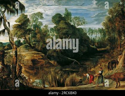 Landschaft mit Milchmädchen und Kühen von Peter Paul Rubens Stockfoto