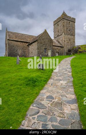Außenansicht der St. Clement's Church Rodel Isle of Harris Stockfoto
