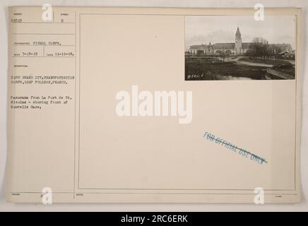 Panoramablick von La Port de St. Nicolas, vor dem Bahnhof Nouvelle Gare. Das Foto wurde vom Signalkorps am 11. November 1918 aufgenommen und gehört zur Sammlung von Fotografien amerikanischer Militäraktivitäten während des Ersten Weltkriegs. Das Bild bezieht sich auf das 21. Transportkorps der Grand Division in Camp Pullman, Frankreich. Die Beschreibung des Fotos ging am 15. Juli 1919 mit dem Vermerk „nur für amtliche Zwecke“ ein. Stockfoto