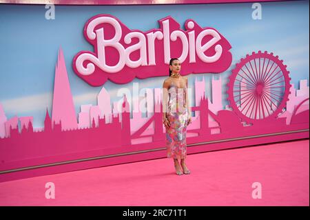 Dua Lipa trifft am Cineworld Leicester Square in London ein. 12. Juli 2023 Die europäische Premiere von Barbie, London, Großbritannien. Stockfoto