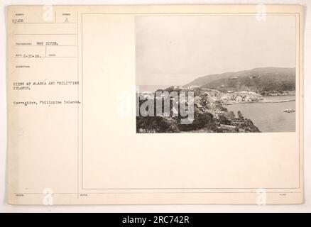 Ein Foto mit Blick auf Alaska und die Philippinen von Corregidor auf den Philippinen. Auf dem Foto steht nicht der Name des Fotografen, es scheint aber am 30. Juni 1919 aufgenommen worden zu sein. Sie zeigt die Landschaften und natürlichen Landschaften beider Gebiete. Stockfoto