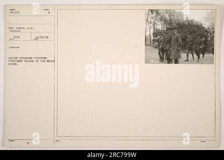 Alliierte Chirurgen besuchen Präsident Wilson am 22. Oktober 1918 im Weißen Haus. Bild aufgenommen von CPL. Lubbe, S.C. Beschreibung der Bildunterschrift aus Summit Studio. Stockfoto