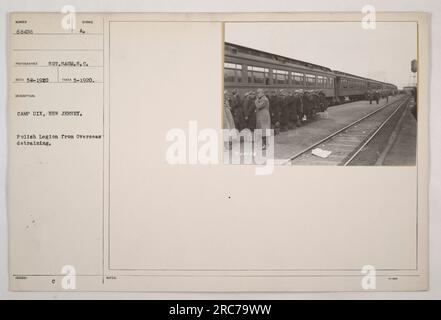 Polnische Legion aus Übersee, Ankunft in Camp Dix, New Jersey. Foto aufgenommen im Mai 1920 vom Fotografen SOT.SAUM.S.C. Das Foto trägt die Bezeichnung *68408 und ist Teil einer Serie, die amerikanische Militäraktivitäten während des 1. Weltkriegs dokumentiert Stockfoto