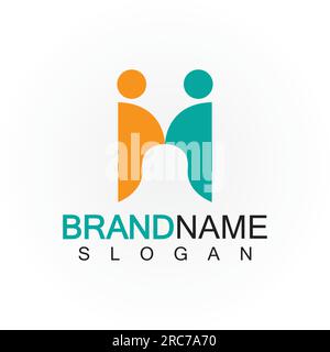 M Letter People Concept Logo-Vorlage Vektordarstellung Stock Vektor