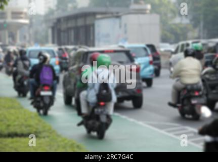 Jakarta, Indoinesien - 23. Juli 2023: Verkehrsklima auf der Autobahn, Hotel, Indonesien, Zentrum von Jakarta, Indonesien Stockfoto