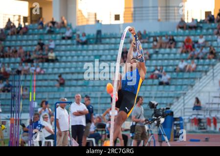 Emmanuel Karalis (20. Oktober 1999, Athen) ist ein griechischer Stabhochsprung. Seine höchste Auszeichnung ist der vierte Platz bei den Olympischen Spielen 2021 in Tokio. Stockfoto