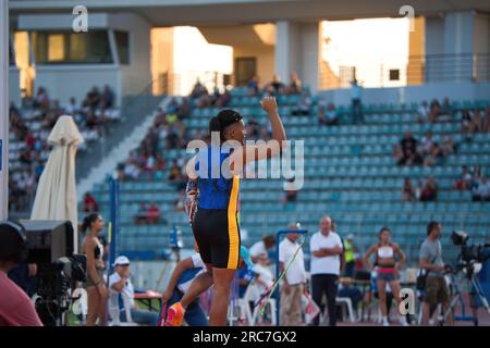 Emmanuel Karalis (20. Oktober 1999, Athen) ist ein griechischer Stabhochsprung. Seine höchste Auszeichnung ist der vierte Platz bei den Olympischen Spielen 2021 in Tokio. Stockfoto