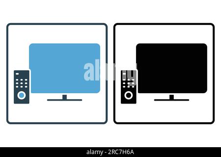 TV-Symbol. Symbol für elektronische Haushaltsgeräte. Solides Icon-Design. Einfache Vektorkonstruktion editierbar Stock Vektor