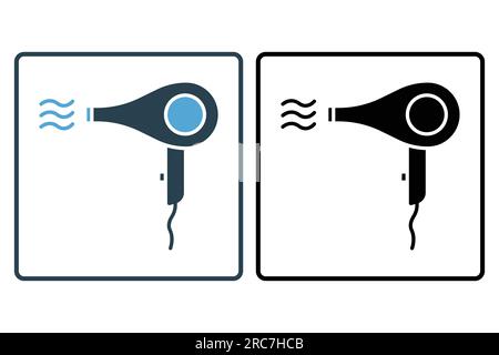 Symbol für Haartrockner. Symbol für elektronische Haushaltsgeräte. Solides Icon-Design. Einfache Vektorkonstruktion editierbar Stock Vektor