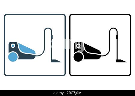 Staubsaugersymbol. Symbol für Reinigungs-, Elektronik- und Haushaltsgeräte. Solides Icon-Design. Einfache Vektorkonstruktion editierbar Stock Vektor