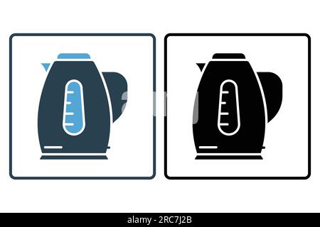 Symbol für elektrischen Wasserkocher. Symbol für elektronische Haushaltsgeräte. Solides Icon-Design. Einfache Vektorkonstruktion editierbar Stock Vektor