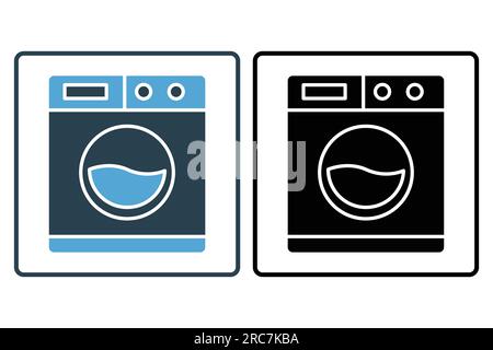 Symbol für Waschmaschine. Symbol für Haushaltsgeräte, elektronisch. Solides Icon-Design. Einfache Vektorkonstruktion editierbar Stock Vektor